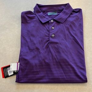 NWT Men’s XXL purple & black stripe PGA tour golf polo. Short sleeve.Smoke free